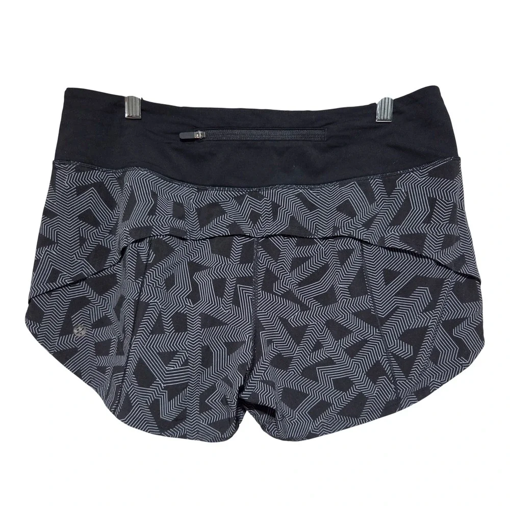 Lululemon Speed Up Short 2.5 Black White Geometric Chevron Print Size 8